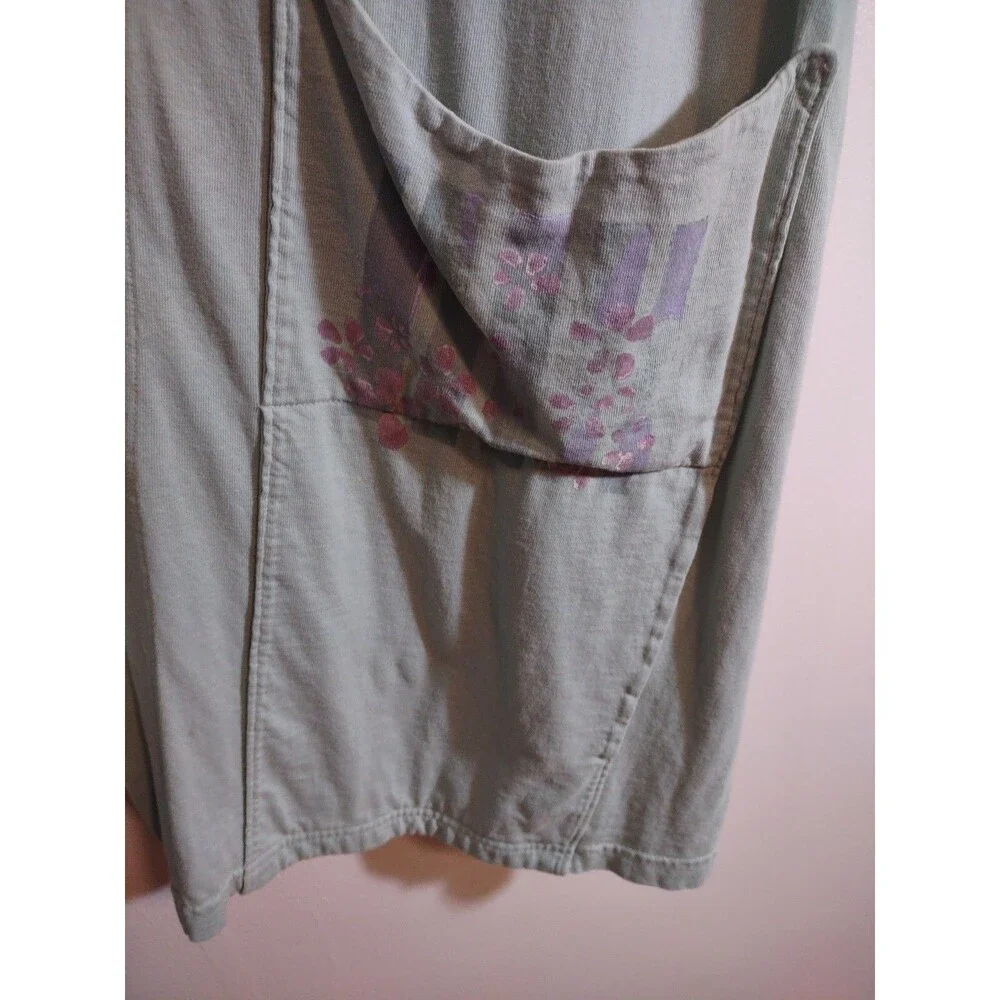 Blue Fish Sz 1 Teal Button Shirt Vintage Hand Painted Art to Wear VTG Organic - Picture 5 of 14